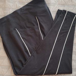 DSG Black Athletic Capri Legging with White Piping, 3X